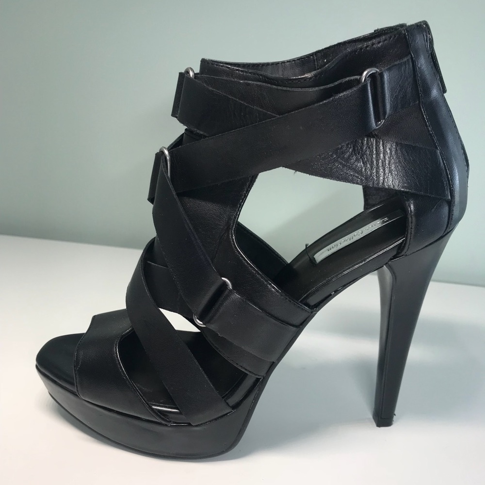 Zara black leather caged heels size 37 (7)